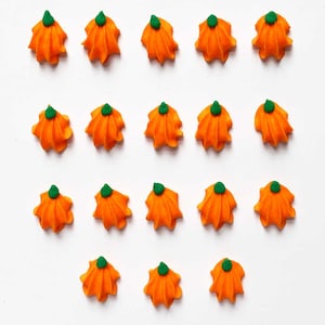 Tiny Pumpkin Royal Icing Decorations | 18 per package | Halloween Decorations | Premade Royal Icing Pieces | Candy Pumpkins