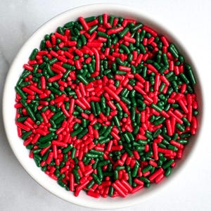 Christmas Mix Jimmies | 4 ounces | Edible Sprinkles | Christmas Sprinkles | Red and Green Sprinkles | Jimmie Sprinkles