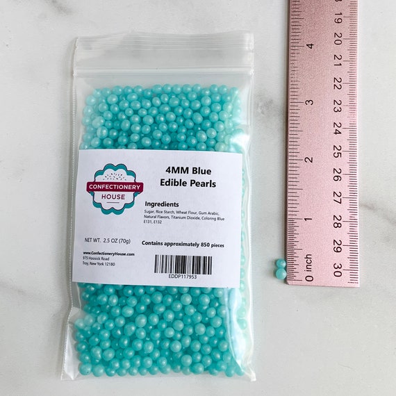 4mm Blue Sugar Pearls 2.5 Ounces Blue Edible Pearls Sugar Pearls Candy  Pearls Pearl Sprinkles 