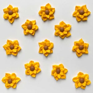 Sunflower Royal Icing Decorations | 12 per package | Edible Sunflower Decoration | Royal Icing Pieces | Sunflower Cake Topper | Sugar Flower