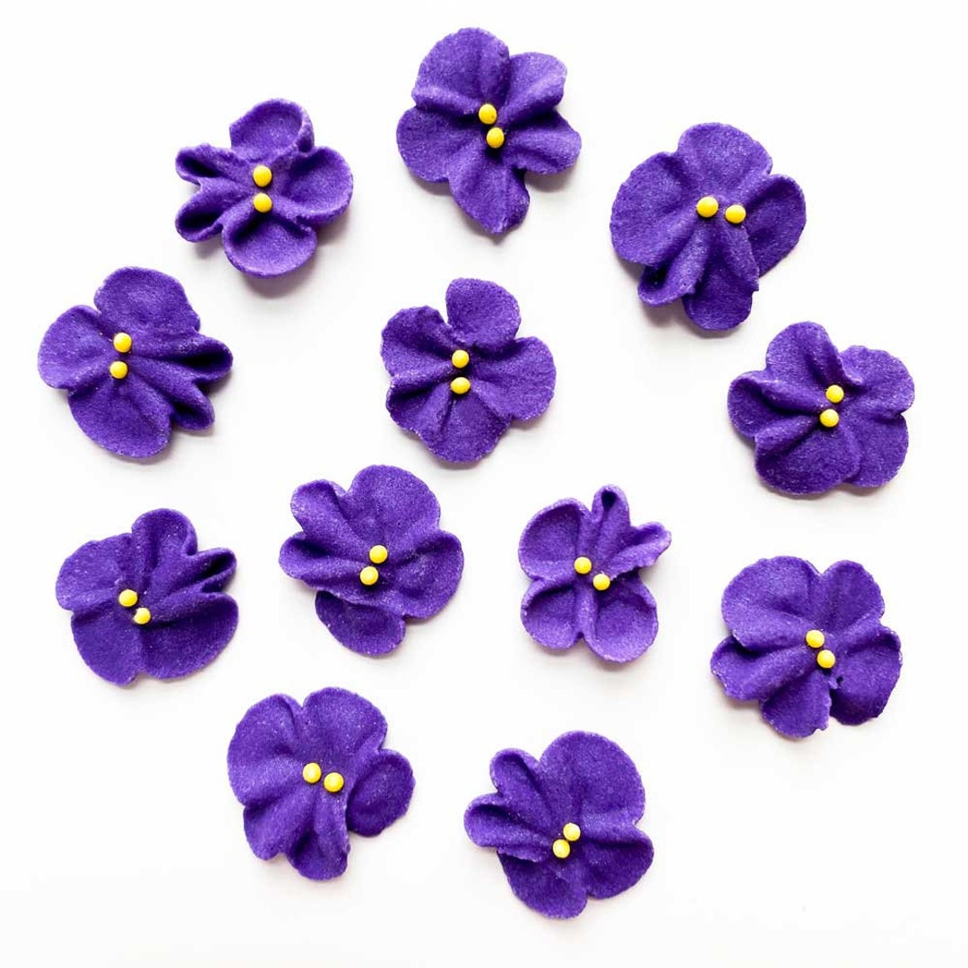 Mini Royal Icing Violets Package of 12 Royal Icing Flowers Edible