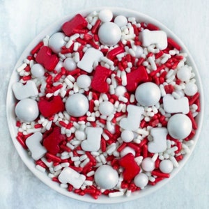 Santa Sprinkle Mix | 3 ounces | Christmas Sprinkles | Holiday Sprinkles | Red and White Sprinkles | Cookie Sprinkles