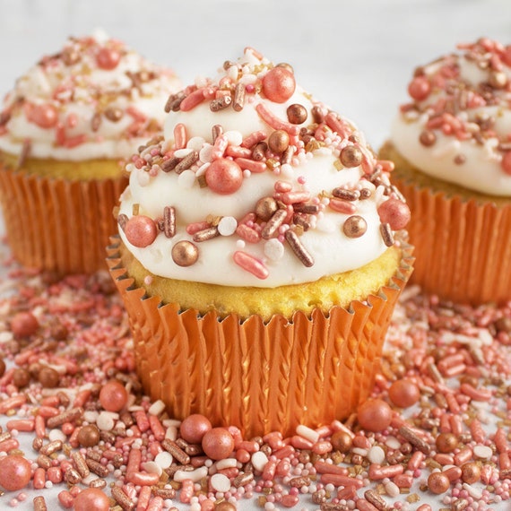 Rose Gold Sprinkles Rose Gold Sprinkle Mix Edible Sprinkles Rose Gold Edible  Rose Gold Sprinkle 