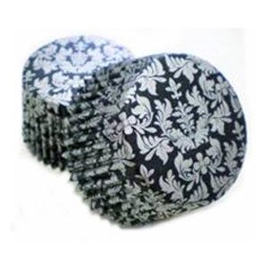High Tea Black and Silver Greaseproof Cupcake Liners: Standard Size Baking Cups (30 Count)