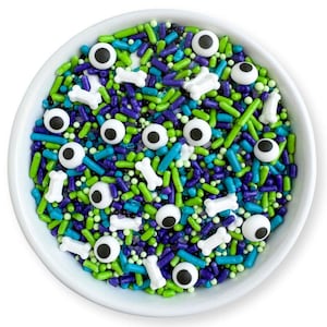 Mischievous Monsters Sprinkle Mix | 3 ounces | Halloween Sprinkles | Bones Sprinkles | Candy Eyes | Green Sprinkles | Edible Sprinkles