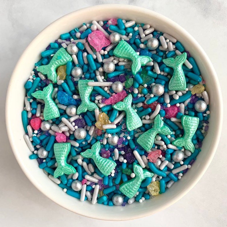 Mermaid Sprinkle Mix 3oz Edible Sprinkles Mermaid Tail Sprinkles image 1