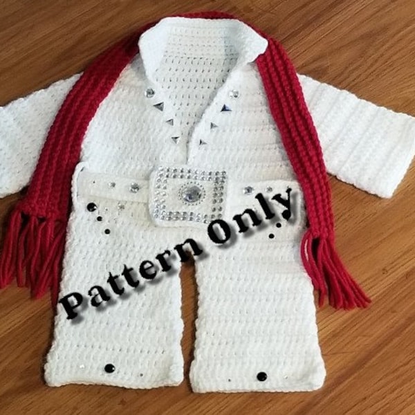 Crochet Baby Elvis Jumpsuit. to In English and Dutch .PATTERN ONLY.   Size 0 to 3 months.