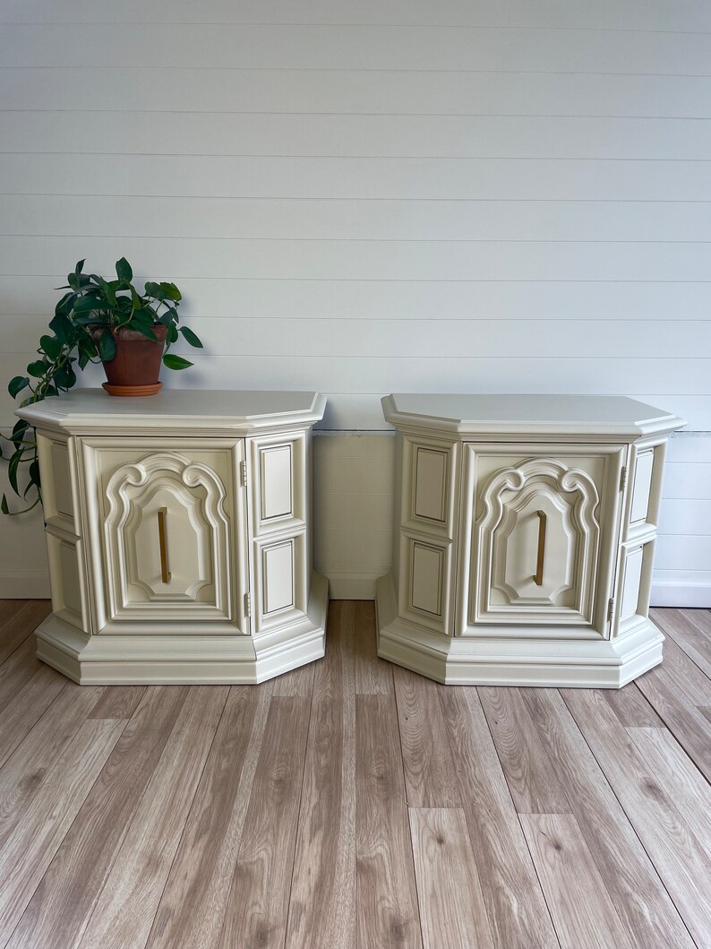 Refinished Vintage Nightstands pair Etsy