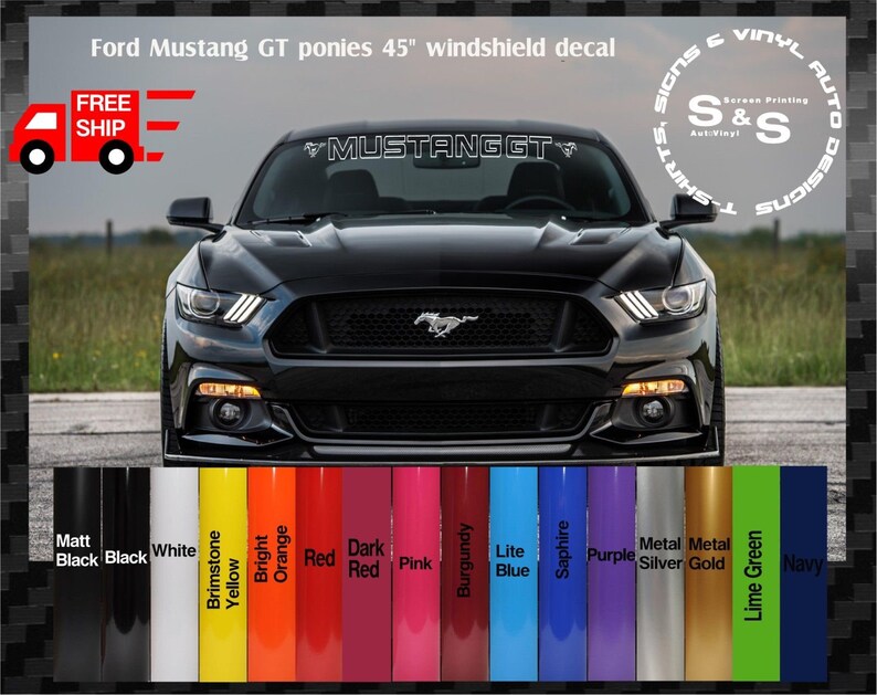 Ford mustang GT windshield logo text banner vinyl decal Etsy Ford mustang GT windshield logo text banner vinyl decal Etsy