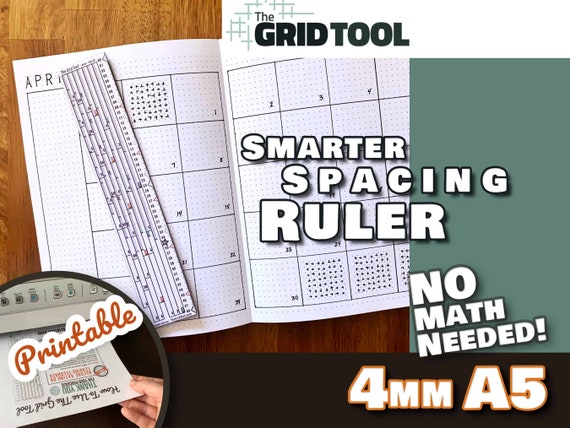 A5 4mm Smarter Spacing Ruler : the Grid Tool Cheat Printable Bullet Journal  Layout Row and Column Planner Stencil Bujo Dot Grid 6x8 Notebook 