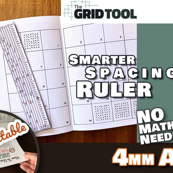 A5 4mm Smarter Spacing Ruler : The Grid Tool cheat printable bullet journal layout row and column planner stencil bujo dot grid 6x8 notebook