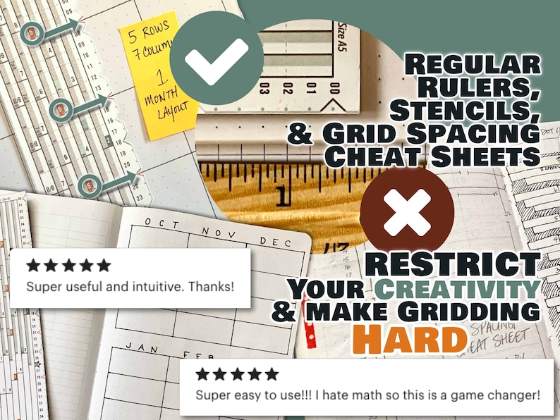 A6 5mm Smarter Spacing Ruler Printable Bullet Journal Layout Row and ...