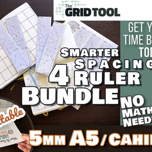 A5 5mm Cahier Slim Smarter Spacing Ruler : The Grid Tool printable bullet journal layout row and column planner stencil bujo dot grid 6x8 image 1