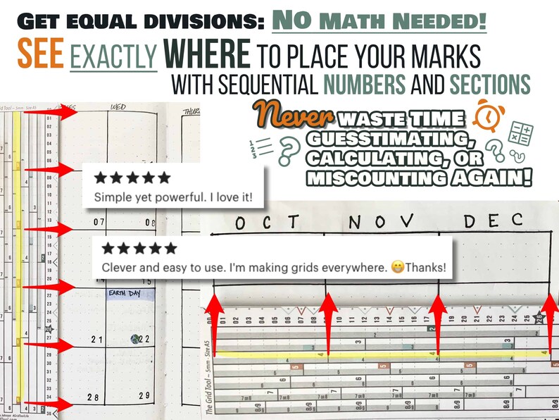 B6 5mm Smarter Spacing Ruler : The Grid Tool printable bullet journal layout row and column planner stencil bujo dot grid 5x7 notebook image 4