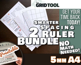 The Grid Tool <:> A4 5mm Smarter Spacing Rulers . stencil bookmark draw rows, columns dot bujo bullet journal notebook planner