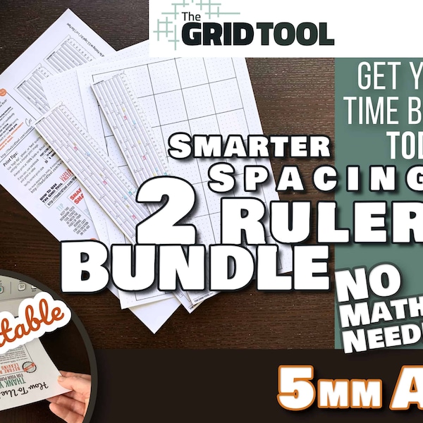 A4 5mm Smarter Spacing Ruler :The Grid Tool cheat printable bullet journal layout row and column planner stencil bujo dot grid 8x11 notebook