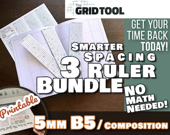 B5 / Composition 5mm Smarter Spacing Ruler : The Grid Tool printable bullet journal layout row and column planner stencil bujo dot grid 7x10