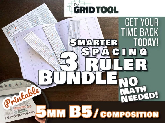 B5 / Composition 5mm Smarter Spacing Ruler : the Grid Tool Printable Bullet  Journal Layout Row and Column Planner Stencil Bujo Dot Grid 7x10 