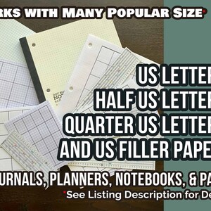 US Letter, Filler Paper 5mm Smarter Spacing Ruler Bundle : printable bullet journal row and column planner stencil bujo dot grid tool 8.5x11 image 7