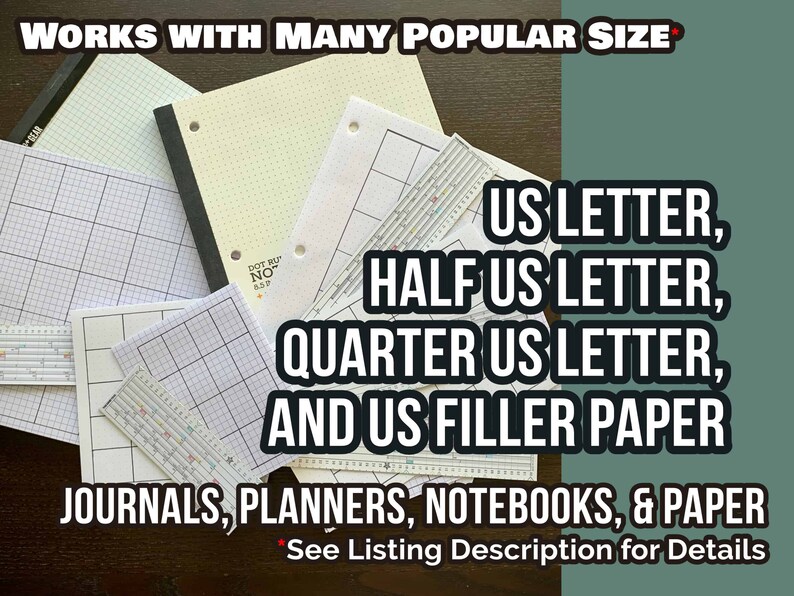 US Letter, Filler Paper 5mm Smarter Spacing Ruler Bundle : printable bullet journal row and column planner stencil bujo dot grid tool 8.5x11 image 7