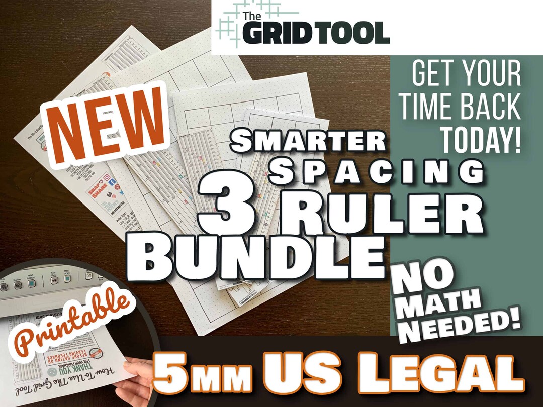 US Legal Paper 5mm Smarter Spacing Ruler Bundle Printable Art ...