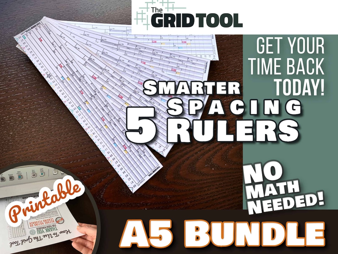 A5 4mm + 5mm Smarter Spacing Ruler Set Bundle : Bookmark Printable ...