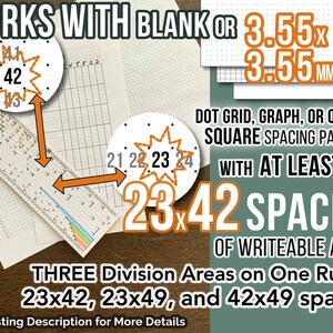 Travelers Classic Slim 3.55mm compatible w/ Hobonichi Techo Weeks planner memo graph paper Smarter Spacing Ruler printable stencil grid tool image 3