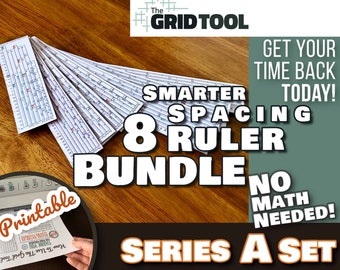 SERIES A SET Smarter Spacing Ruler Bundle : printable bullet journal row and column planner stencil measure bujo layout dot grid tool supply