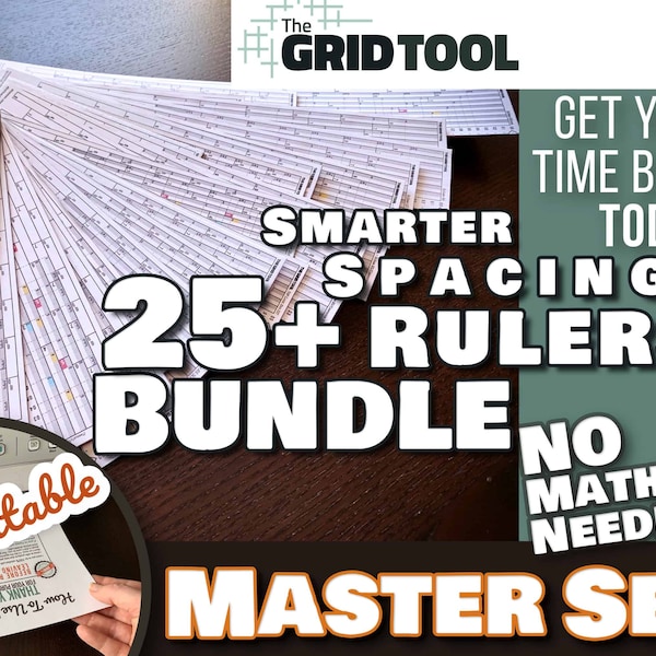 MASTER SET Smarter Spacing Ruler Bundle : printable bullet journal row and column planner stencil measure bujo layout dot grid tool supplies