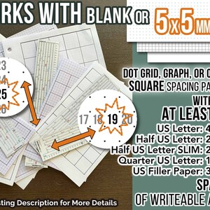 US Letter, Filler Paper 5mm Smarter Spacing Ruler Bundle : printable bullet journal row and column planner stencil bujo dot grid tool 8.5x11 image 8