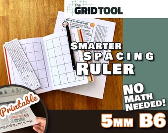 B6 5mm Smarter Spacing Ruler <:> The Grid Tool printable bullet journal layout row and column planner stencil bujo dot grid 5x7 notebook
