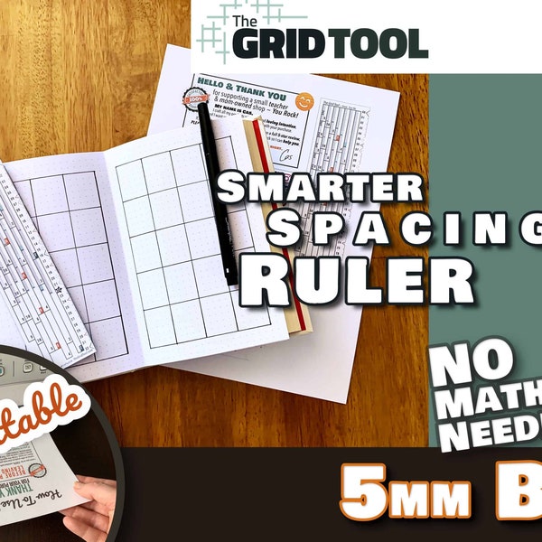 B6 5mm Smarter Spacing Ruler <:> The Grid Tool printable bullet journal layout row and column planner stencil bujo dot grid 5x7 notebook