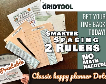 Smarter Spacing Ruler compatible w/ Classic Happy Planner printable download row and column planner stencil bujo supplies diy dot grid tool