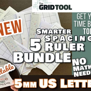 US Letter, Filler Paper 5mm Smarter Spacing Ruler Bundle : printable bullet journal row and column planner stencil bujo dot grid tool 8.5x11 image 1