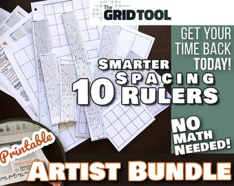 The Grid Tool <:> A4 + US Legal & Letter 5mm Smarter Spacing Rulers . stencil bookmark rows columns dot bujo bullet journal notebook planner