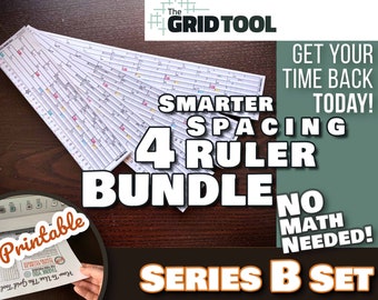 SERIES B SET Smarter Spacing Ruler Bundle : printable bullet journal row and column planner stencil measure bujo layout dot grid tool supply