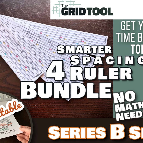 SERIES B SET Smarter Spacing Ruler Bundle : printable bullet journal row and column planner stencil measure bujo layout dot grid tool supply