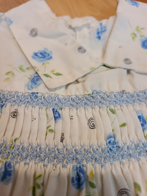 Vintage 1960 White and blue Baby girl dress - image 4