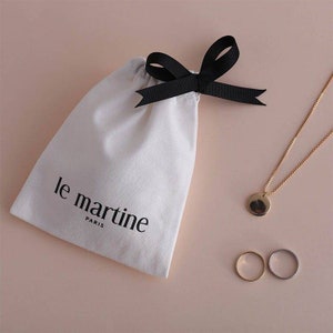 Set 10/20 /30 Canvas Cotton personalized logo print, gold ribbon ,cotton bag custom cotton dust bags, jewelry packaging bag,show bags