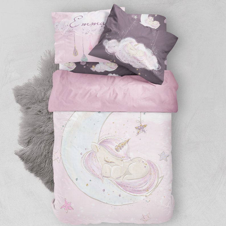 Unicorn Baby Bedding Twin Girl Unicorn Bedding Moon Unicorn Etsy