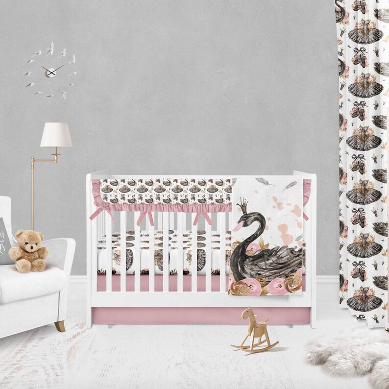 Ballerina Bedding Crib Set Black Swan Nursery Bedding Ballet Etsy
