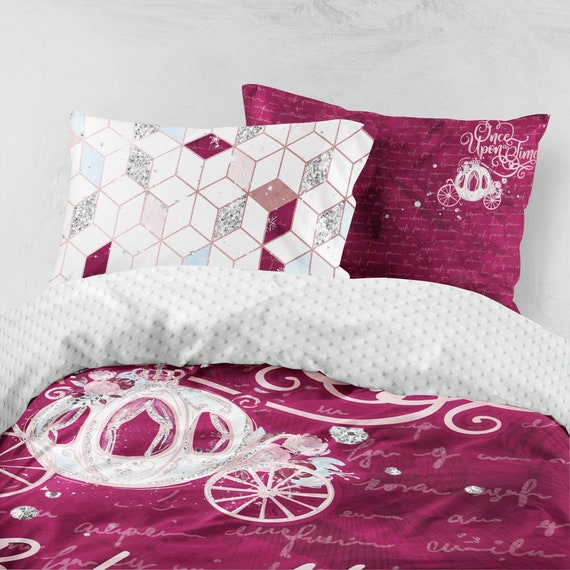 Once Upon A Time Baby Bedding Set For Girl Twin Or Xl Toddler Cinderella Carriage Blanket Princess Red Sheet