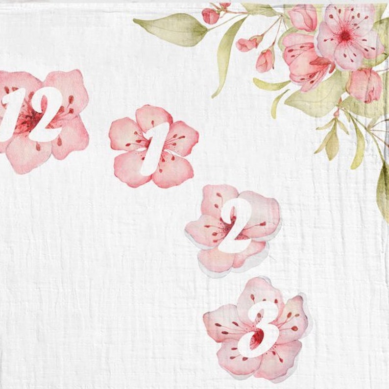 pink swaddle cotton Floral milestone baby swaddle muslin muslin flowers baby gift newborn nursery photo swaddle baby girl milistone