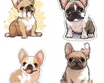 Stickers Franse bulldog, schattige digitale huisdierstickers (png)