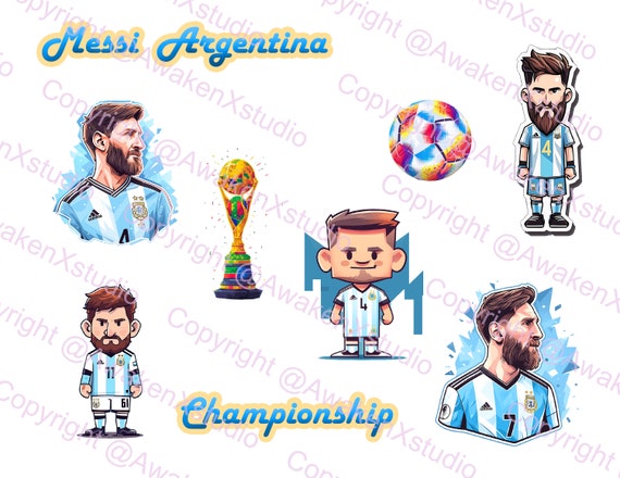 Lionel Messi Argentina Soccer Stickers, Scrapbook, Laptop, Bottle (Digital PNG and PDF)