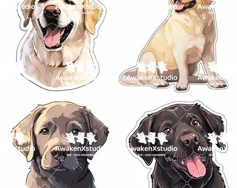 Pegatinas de gatos Labrador Retriever, calcomanías adorables para mascotas (digitales)