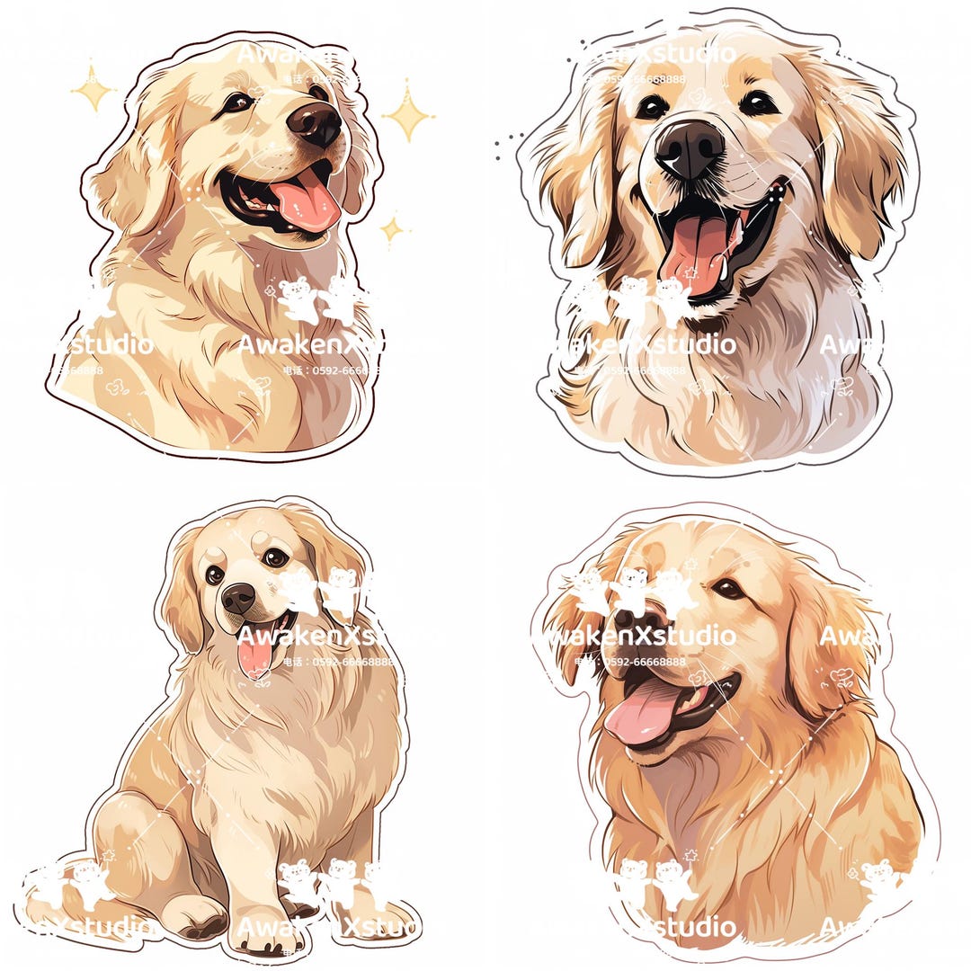 Golden Bc Sticker Golden Retriever Stickers, Pet Lover Pack (PNG, PDF) - Etsy