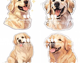 Pegatinas de Golden Retriever, Pack para amantes de las mascotas (PNG, PDF)