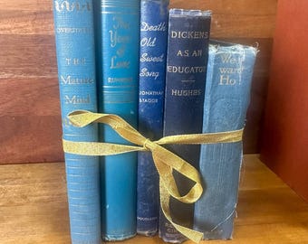 Set of Five Vintage Books- Blue