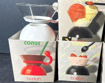 Retro Conus Bodum Glass and Plastic Sundae Cup- Set of 2